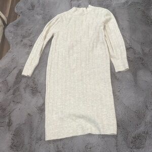 Elegant Long Sleeve Knit Dress in Cream